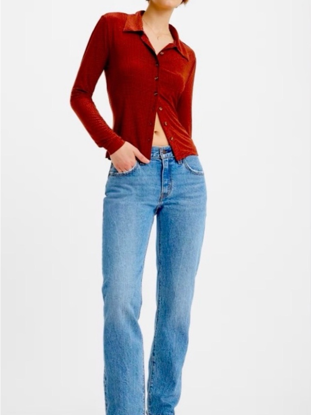 Levi's Middy Straight Leg Jeans in Light Blue Denim